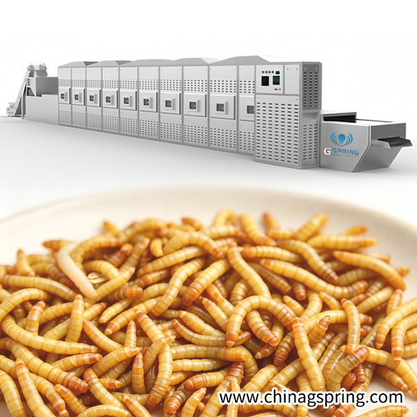 Continuous Belt Microwave Dryer for Insect Mealworm Industrial Drying and Sterilization Equipment