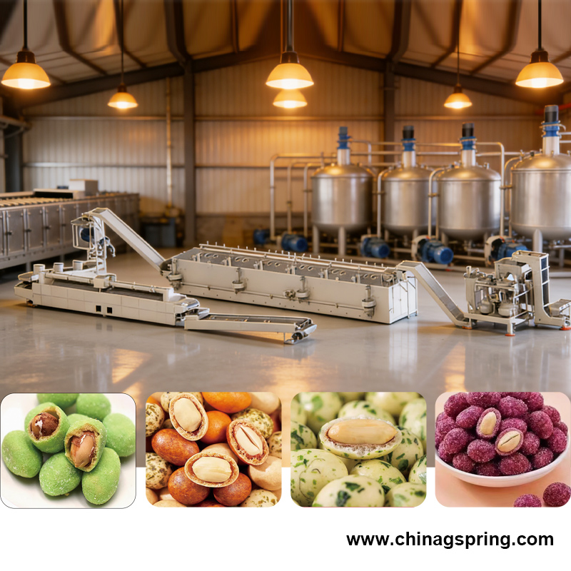 Factory Price Automatic Coated Nut / Peanuts /Green Beans Roasting Production Line